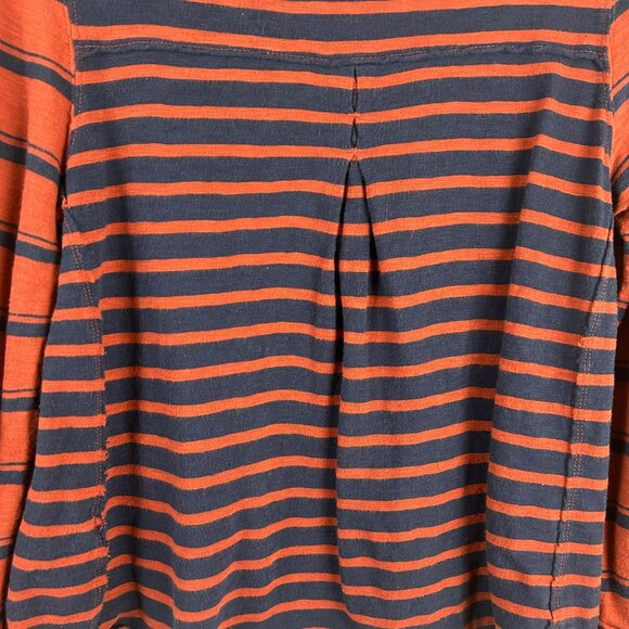 We the Free Burnt Red Blue Mix It Stripe Tee Women Small Long Sleeves Distressed - Picture 9 of 10